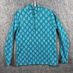 Orvis Women's Green/Blue Paisley 1/4 Zip Walking Comfort Pullover Shirt Sm